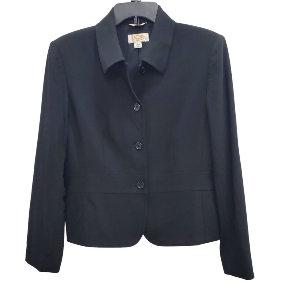 Talbots‎ Vintage Black Italian Wool Button Front Career Blazer Japan Made 6